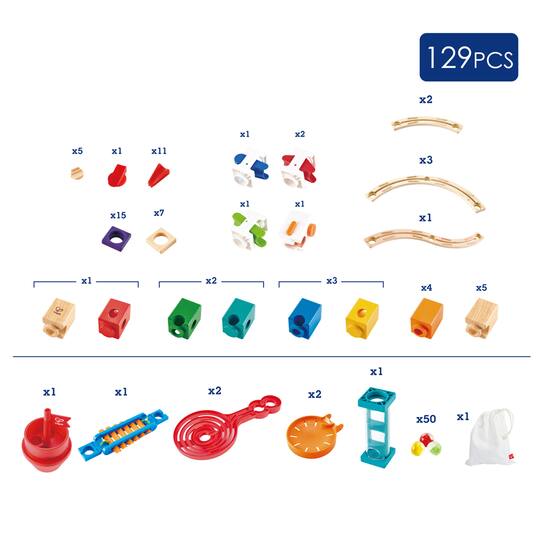 Hape Quadrilla Wooden Super Spiral Marble Run Construction Set